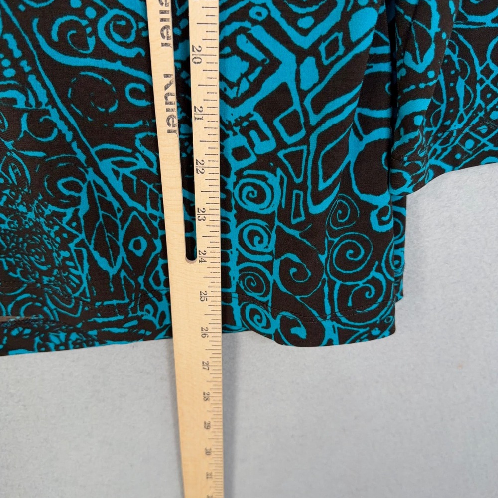 Chico's Skirt Set Womens 3 Teal Abstract Geometric 2 Piece Wrap Top Maxi Boho - Picture 12 of 13